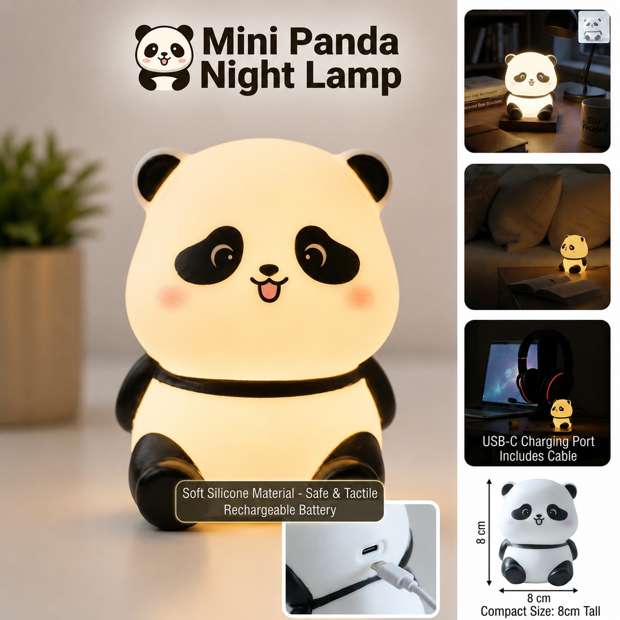 mini panda light lamp